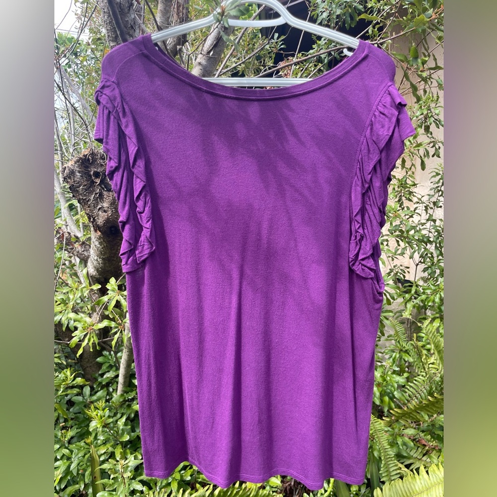 A New Day Purple Ruffled Short Sleeve Top